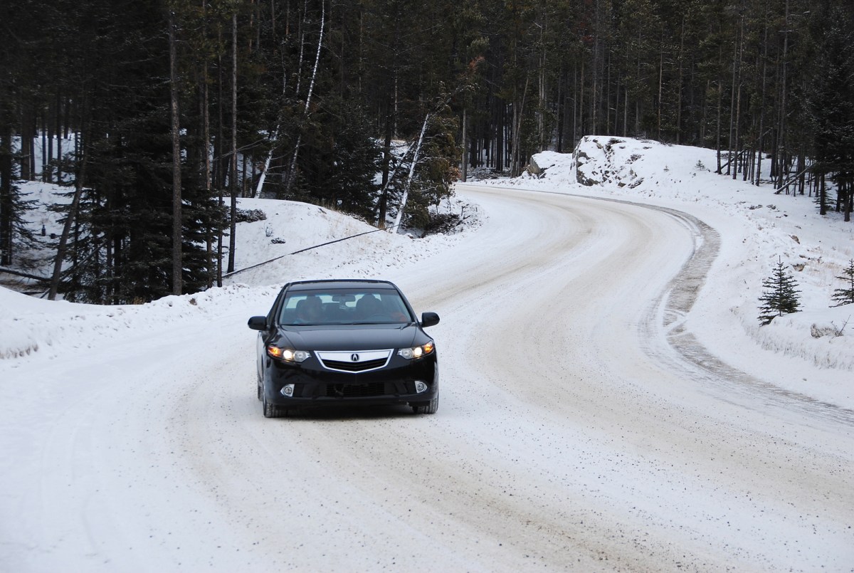 acura snowy road